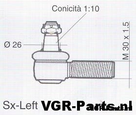 954110 spoor stang kogel links.